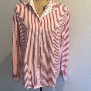 Red and White Striped Button Down Shirt